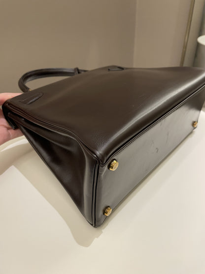 Hermes Vintage Kelly 28 Dark Brown Box