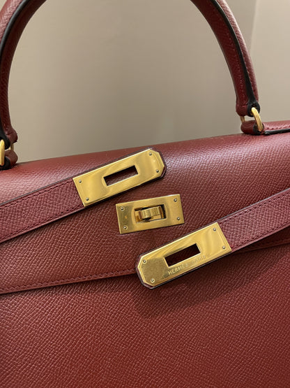 Hermes Kelly Sellier 28 Rouge H Epsom