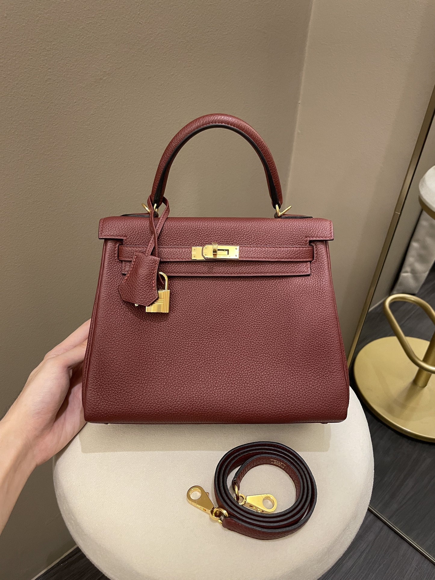 Hermes Kelly 25 Rouge H Togo