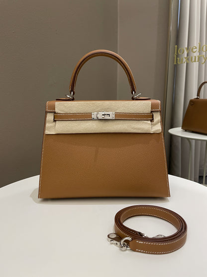 Hermes Kelly Sellier 25 Gold Epsom