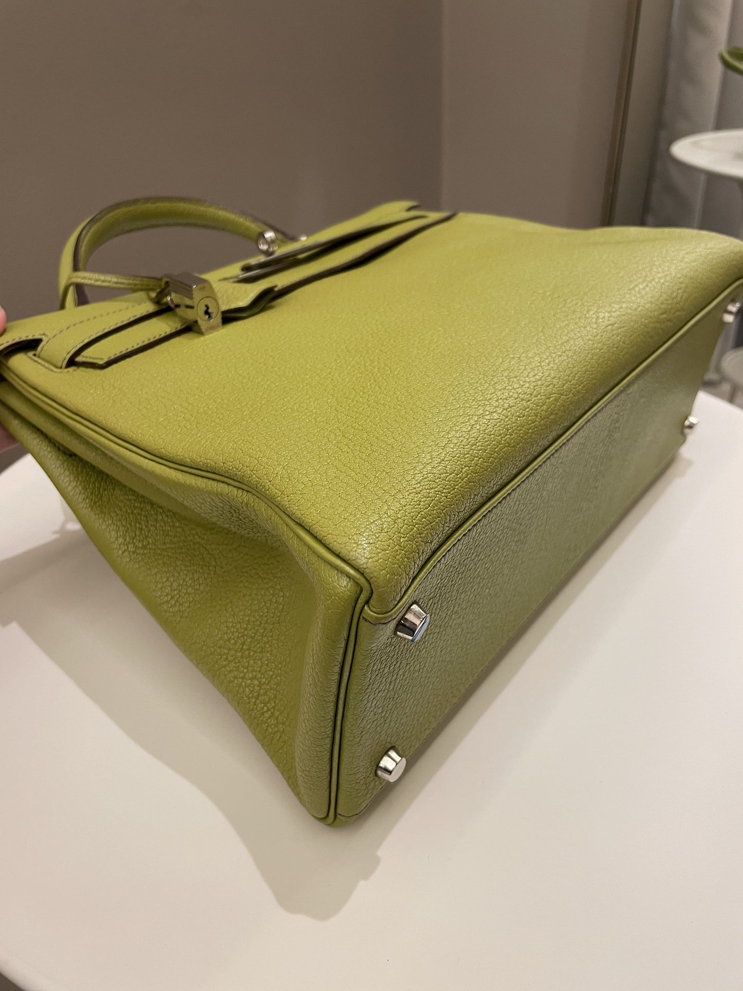 Hermes Kelly Retourne 32 Vert Anis Chèvre