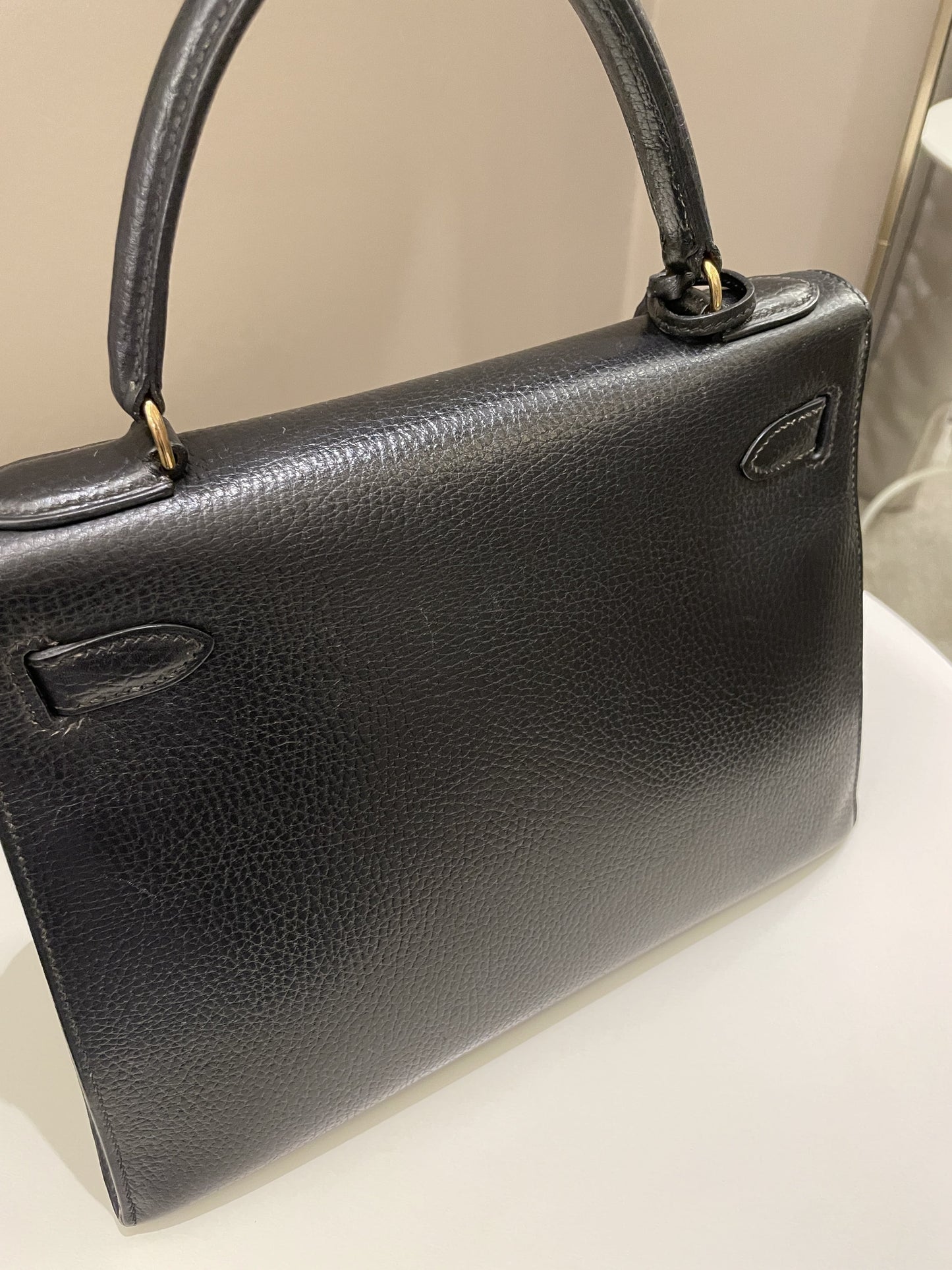 Hermes Vintage Kelly 28 Black Ardennes