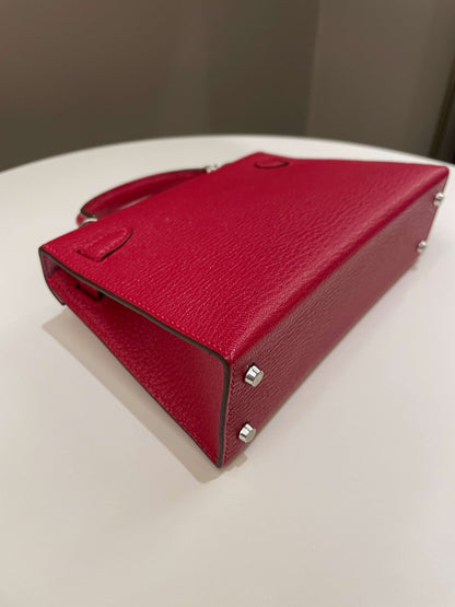 Hermes Mini Kelly 20 Rouge Casaque / Pink Chèvre