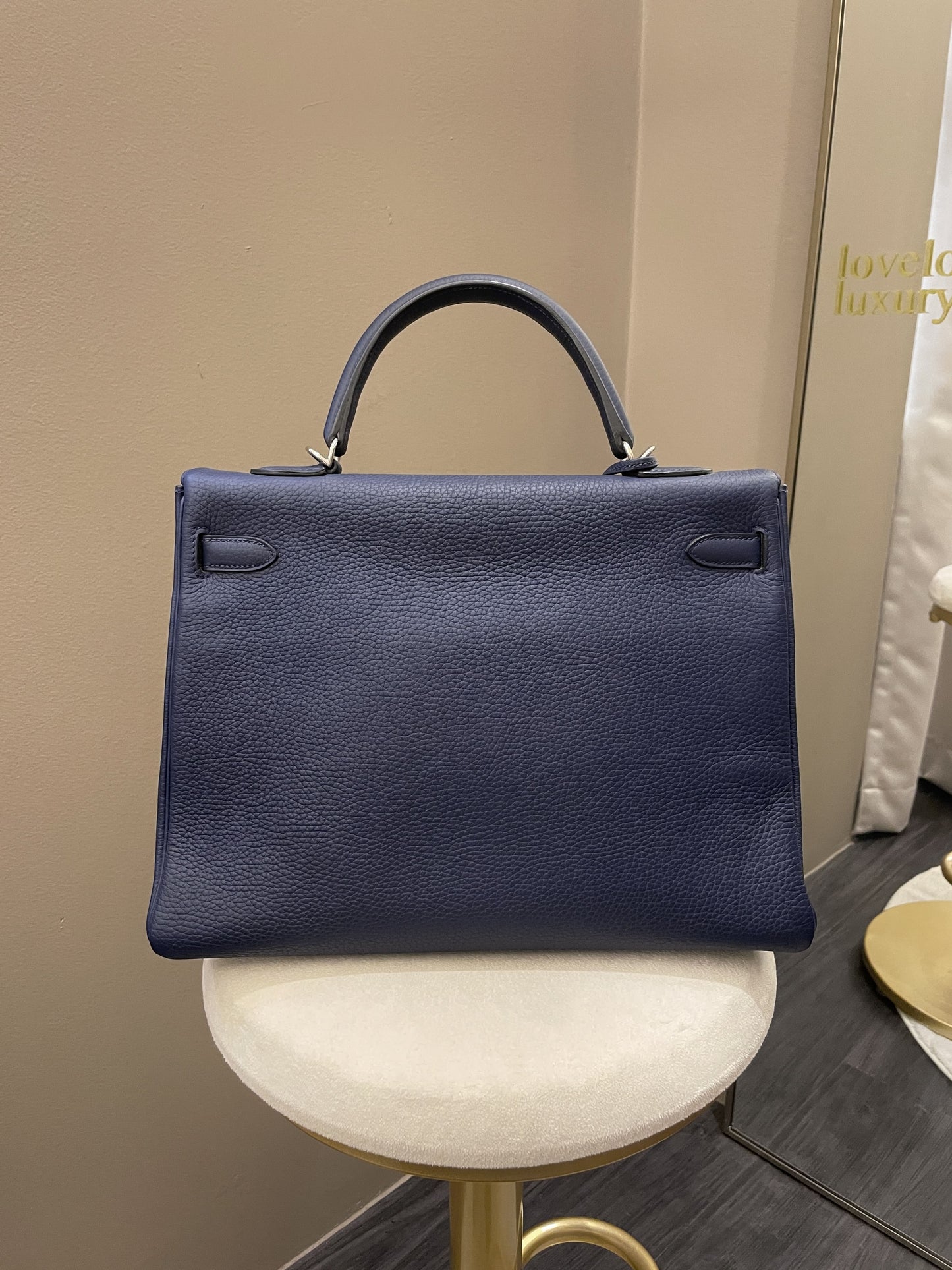 Hermes Kelly Retourne 35 Bleu Saphir Clemence