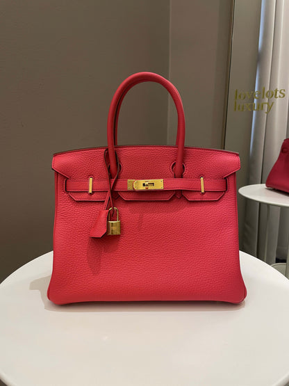 Hermes Birkin 30 Rose Jaipur Clemence