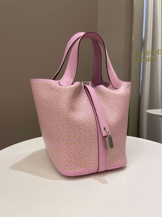 Hermes Lucky Daisy Picotin PM 18 Mauve Sylvestre