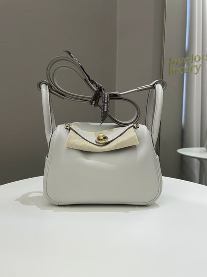 Hermes Mini Lindy Gris Perle Swift