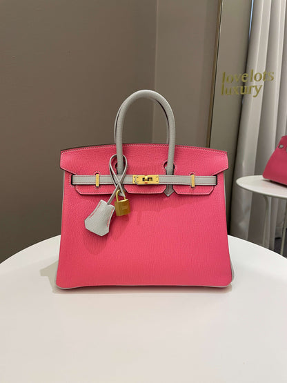 Hermes Birkin 25 HSS Rose Azalee/ Gris Chèvre