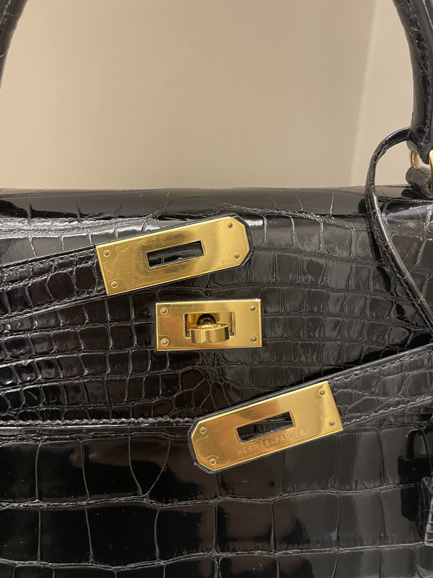 Hermes Kelly Sellier 32 Black Alligator