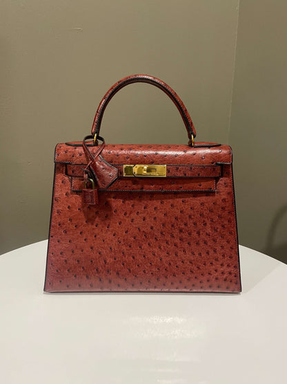 Hermes Kelly Sellier 28 Rouge H Ostrich