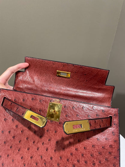 Hermes Kelly Sellier 28 Rouge H Ostrich