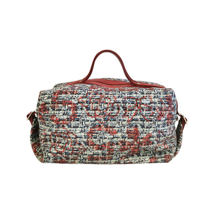 Chanel Duffle Bag Clover Red Tweed Silver