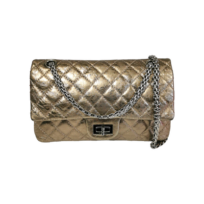 Chanel 2.55 Reissue Medium Gold Aged Calfskin Silver