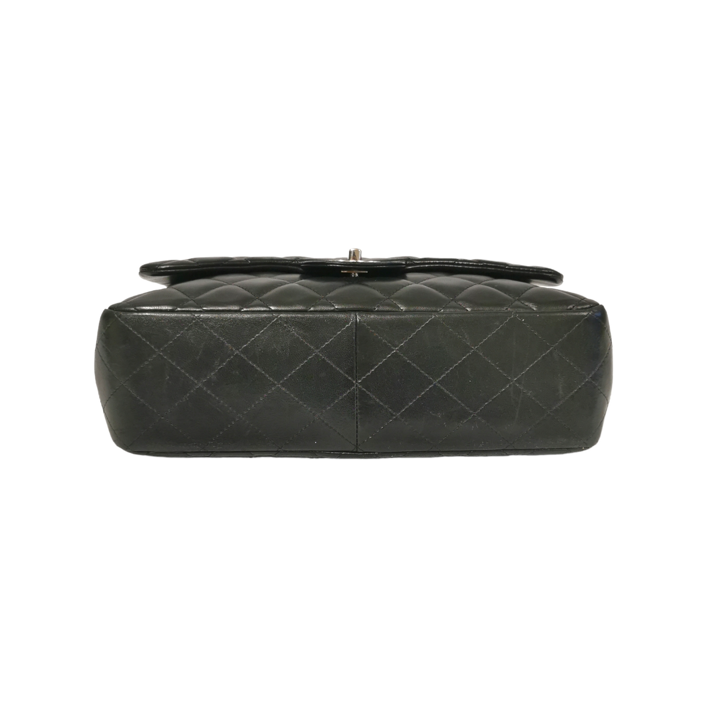 Chanel Classic Single Flap Jumbo Black Lambskin Silver