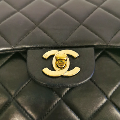 Chanel Classic Double Flap Medium Black Lambskin Gold