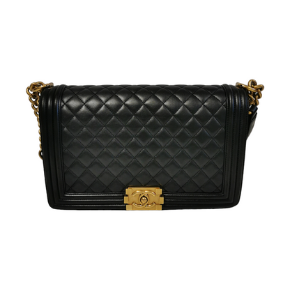 Chanel Boy Large Black Lambskin Gold