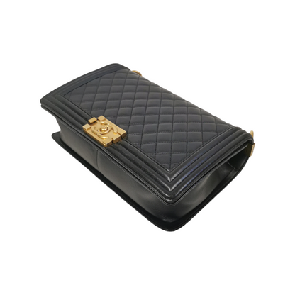 Chanel Boy Large Black Lambskin Gold