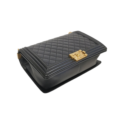 Chanel Boy Large Black Lambskin Gold