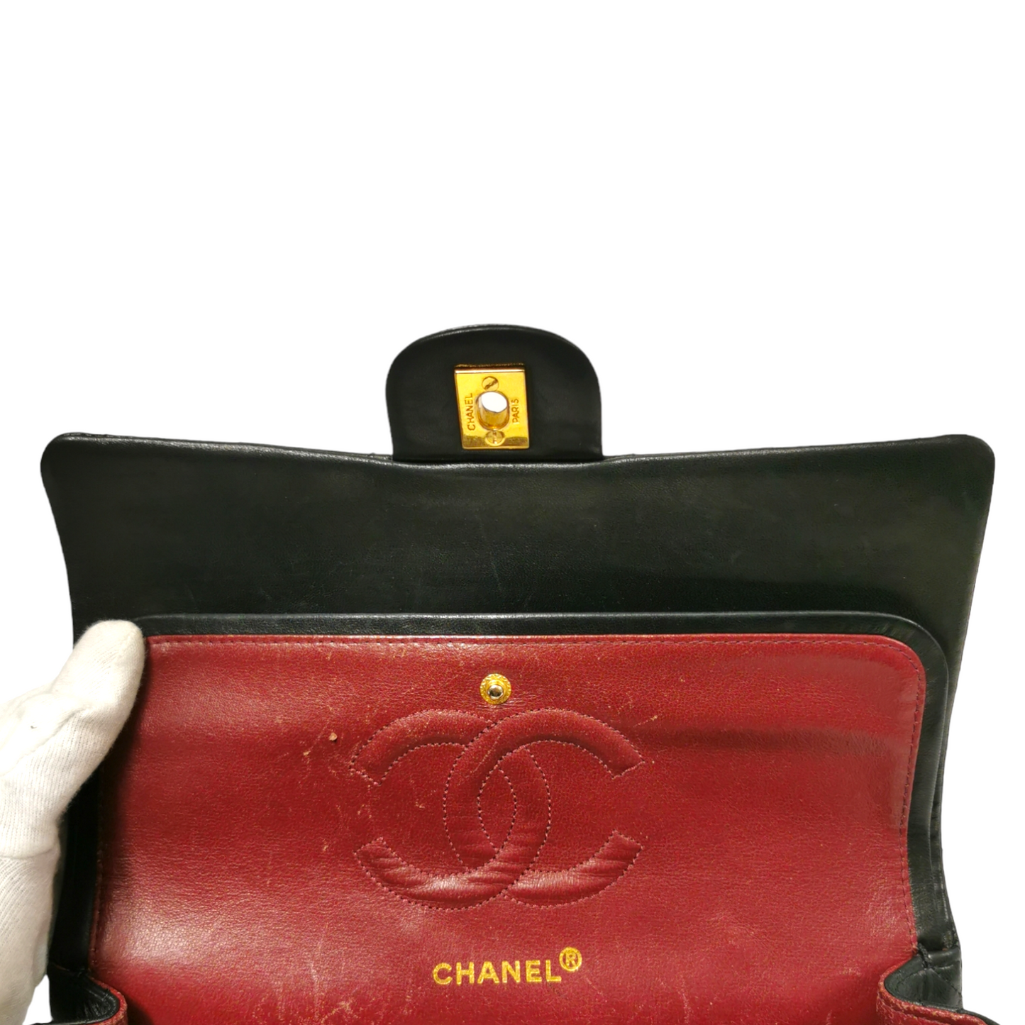 Chanel Classic Double Flap Medium Black Lambskin Gold