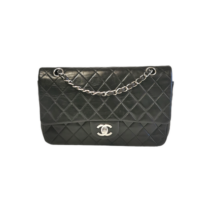 Chanel Classic Double Flap Medium Black Lambskin Silver