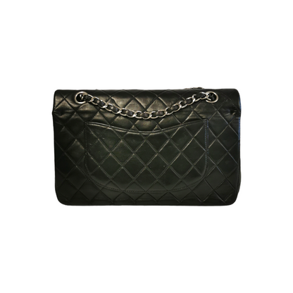 Chanel Classic Double Flap Medium Black Lambskin Silver