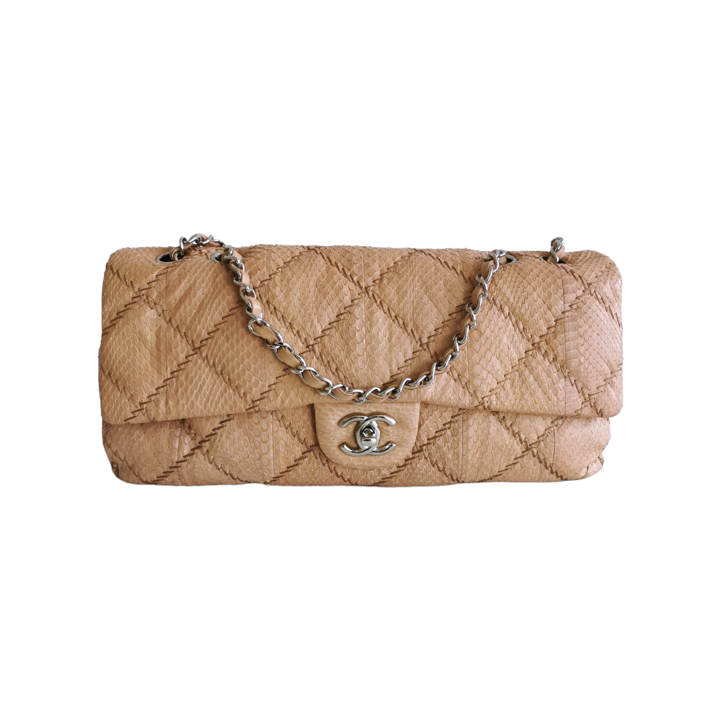 Chanel  Ultra Stitch Flap Bag Beige Python