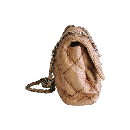 Chanel  Ultra Stitch Flap Bag Beige Python