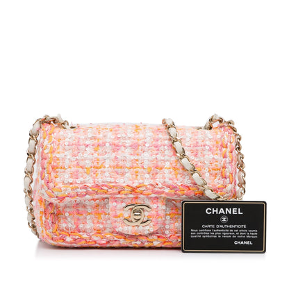 Chanel Classic Flap Bag Mini Multicolor Tweed Silver