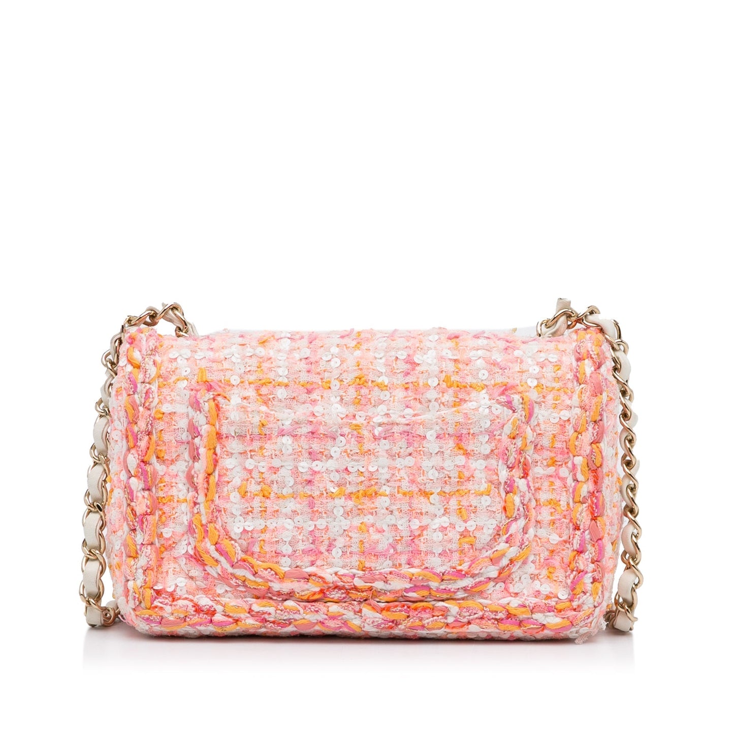 Chanel Classic Flap Bag Mini Multicolor Tweed Silver