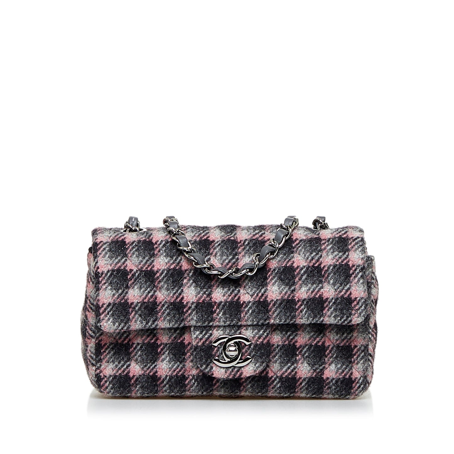 Chanel CC Flap Bag Multicolor Tweed Silver