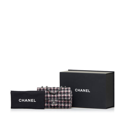 Chanel CC Flap Bag Multicolor Tweed Silver