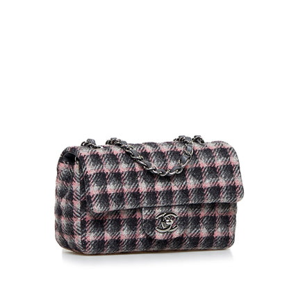 Chanel CC Flap Bag Multicolor Tweed Silver