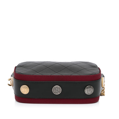 Chanel Button Up Double Zip Camera Bag Black Calfskin Gold