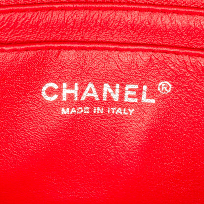 Chanel Classic Single Flap Mini Red Patent Leather Silver