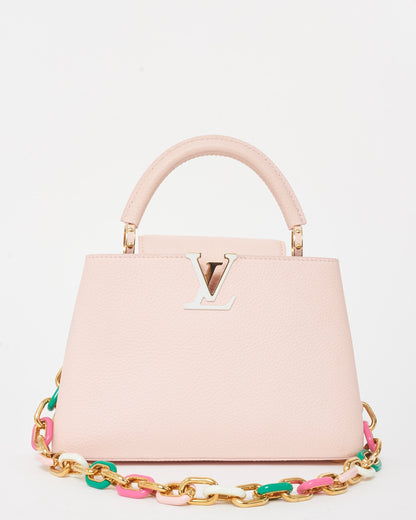 Louis Vuitton Light Pink Grained Leather Capucines BB Bag