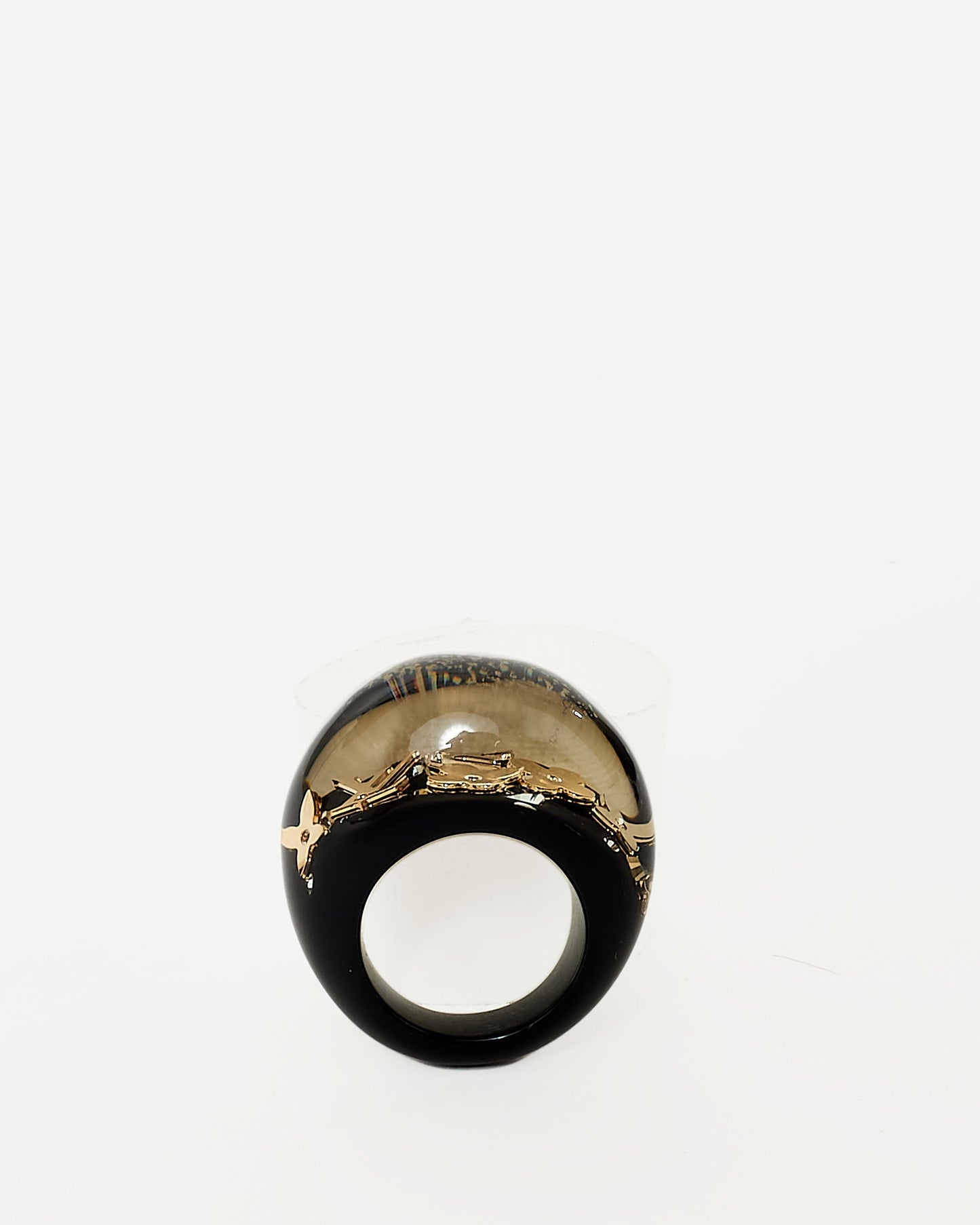 Louis Vuitton Monogram Black Resin Inclusion Bubble Ring - M