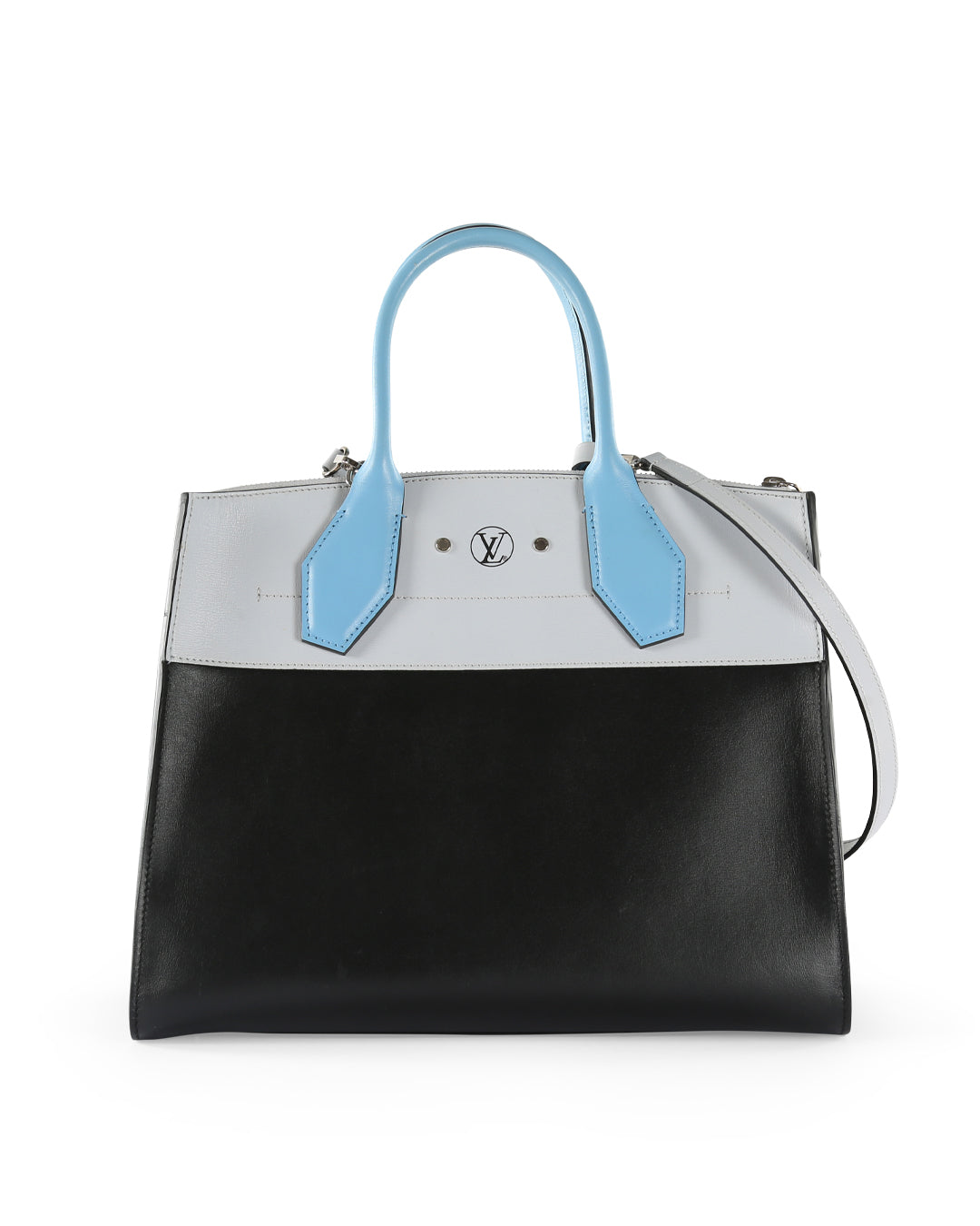 Louis Vuitton  Black & Blue Calfskin Leather City Steamer MM Bag