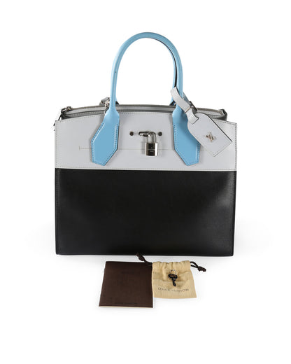 Louis Vuitton  Black & Blue Calfskin Leather City Steamer MM Bag