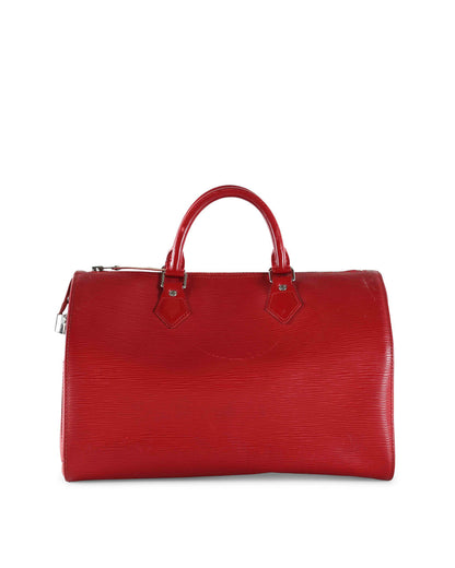 Louis Vuitton  Red Epi Leather Speedy 35 Handle Bag