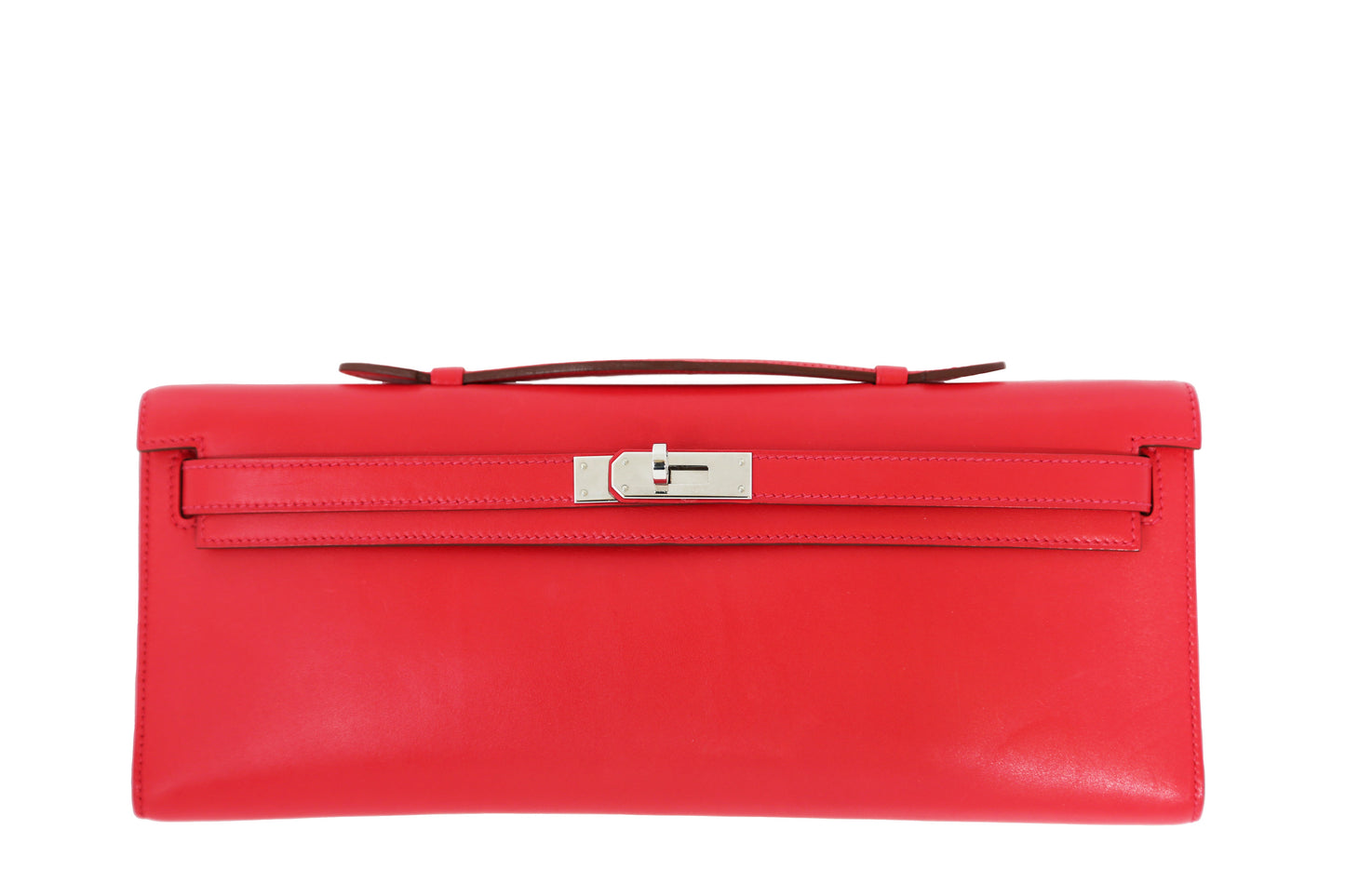 Hermes Kelly Cut Vermillon Red Clutch