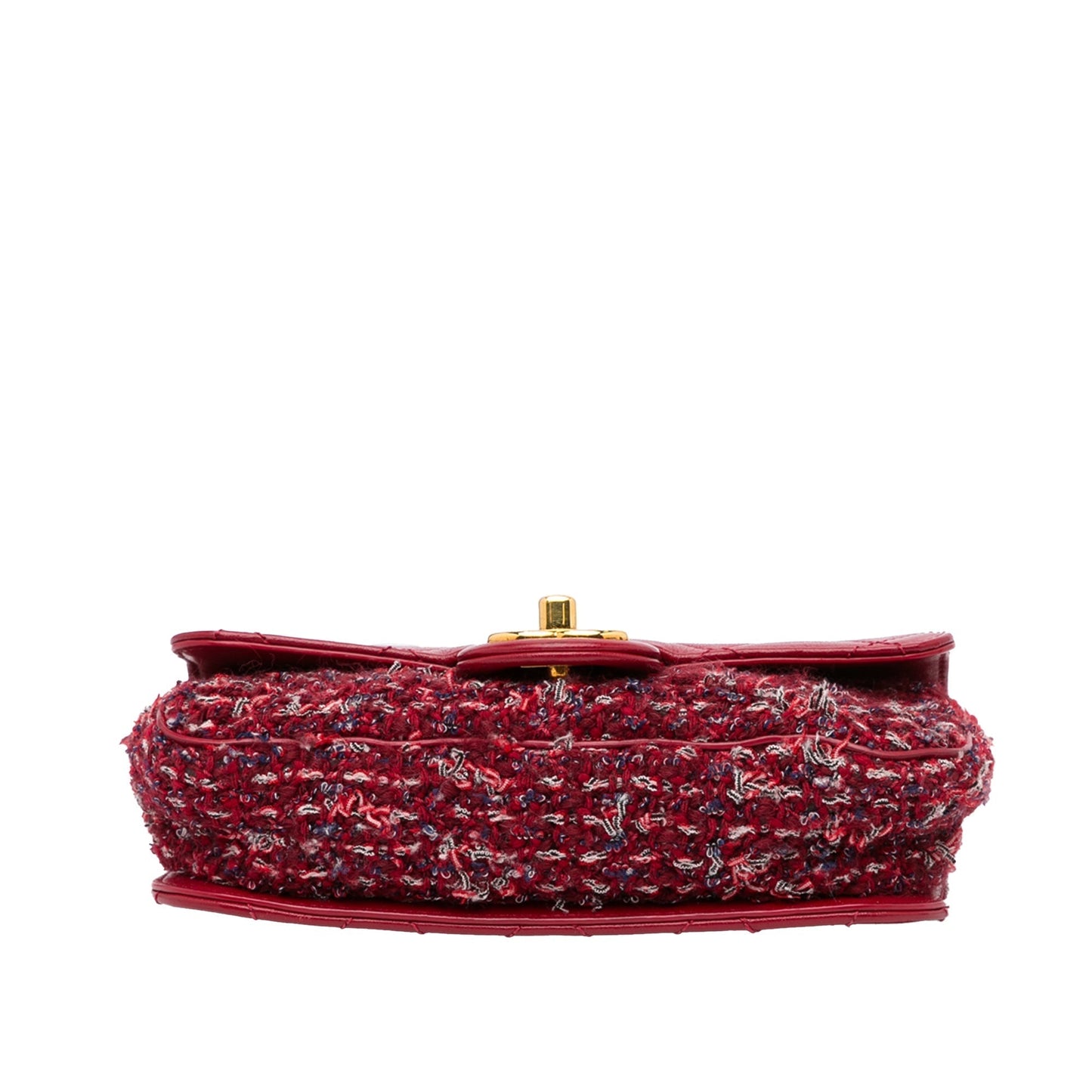 Chanel Classic Single Flap Red Tweed Lambskin Gold