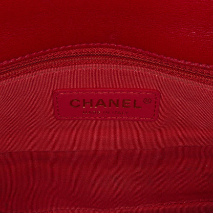 Chanel Classic Single Flap Red Tweed Lambskin Gold