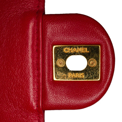 Chanel Classic Single Flap Red Tweed Lambskin Gold