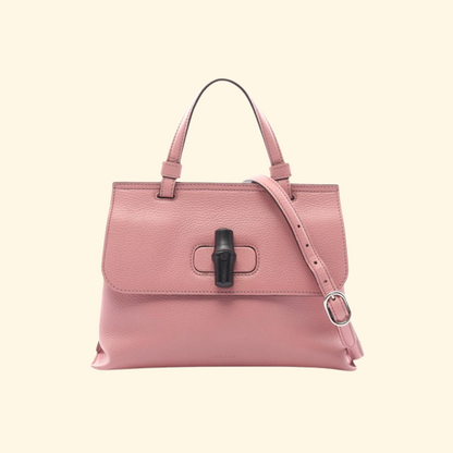 Gucci Daily Bamboo HandBag Leather Pink