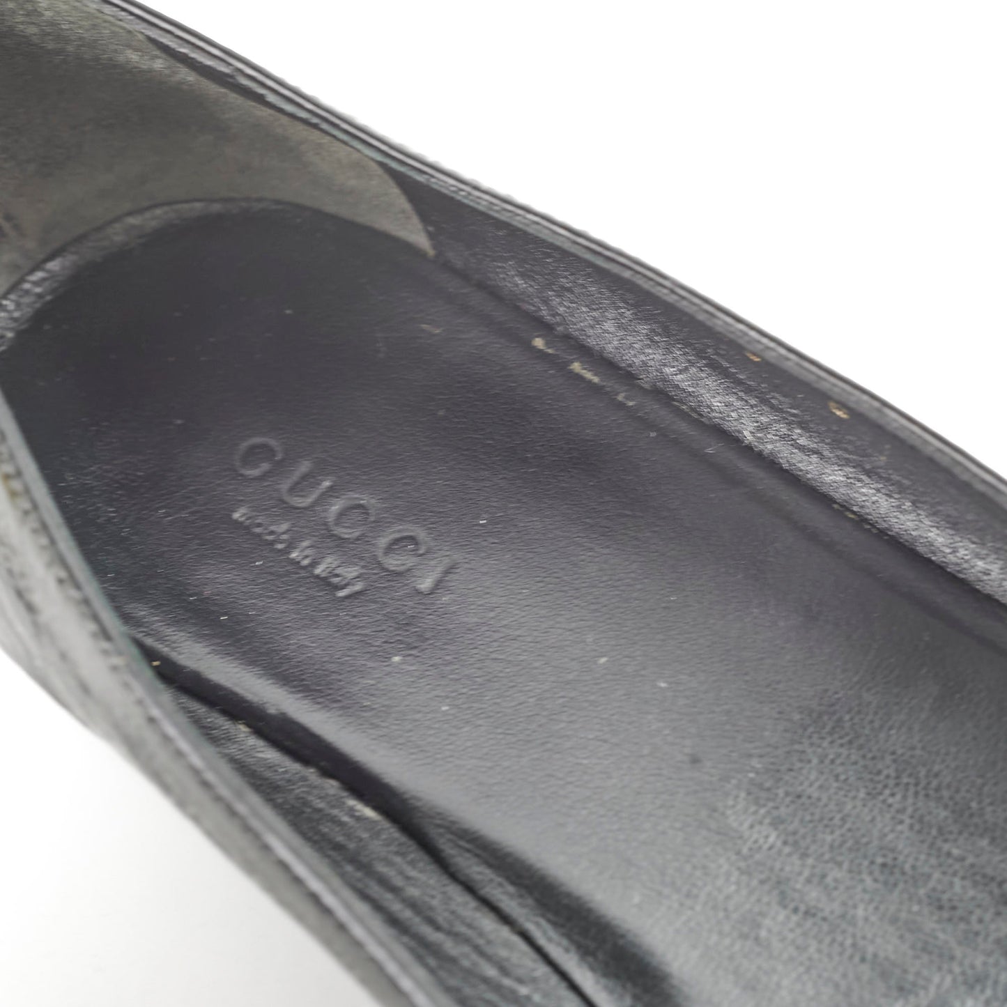 Gucci Black Patent Horsebit Flats 38