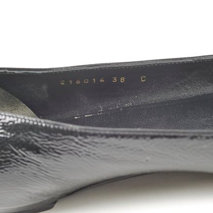 Gucci Black Patent Horsebit Flats 38