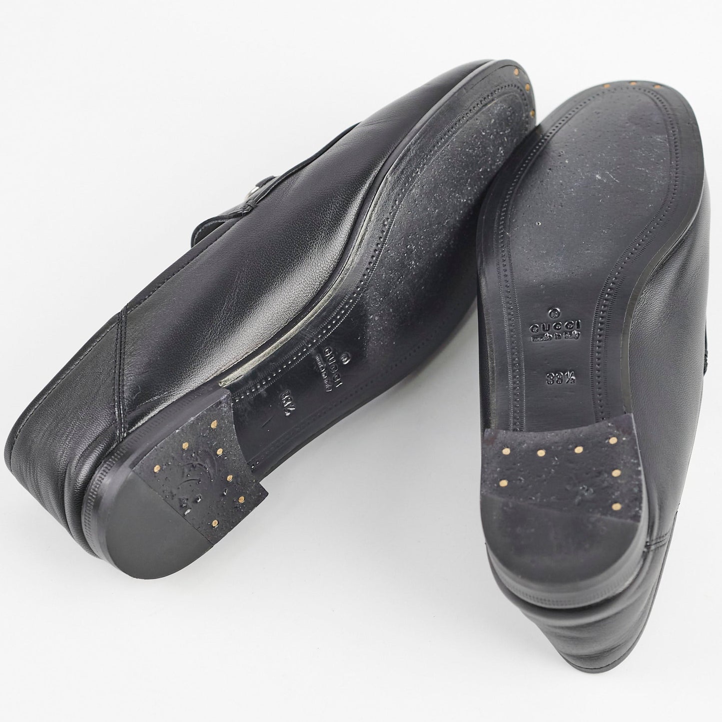 Gucci Black Leather Kingsnake Loafers 38.5