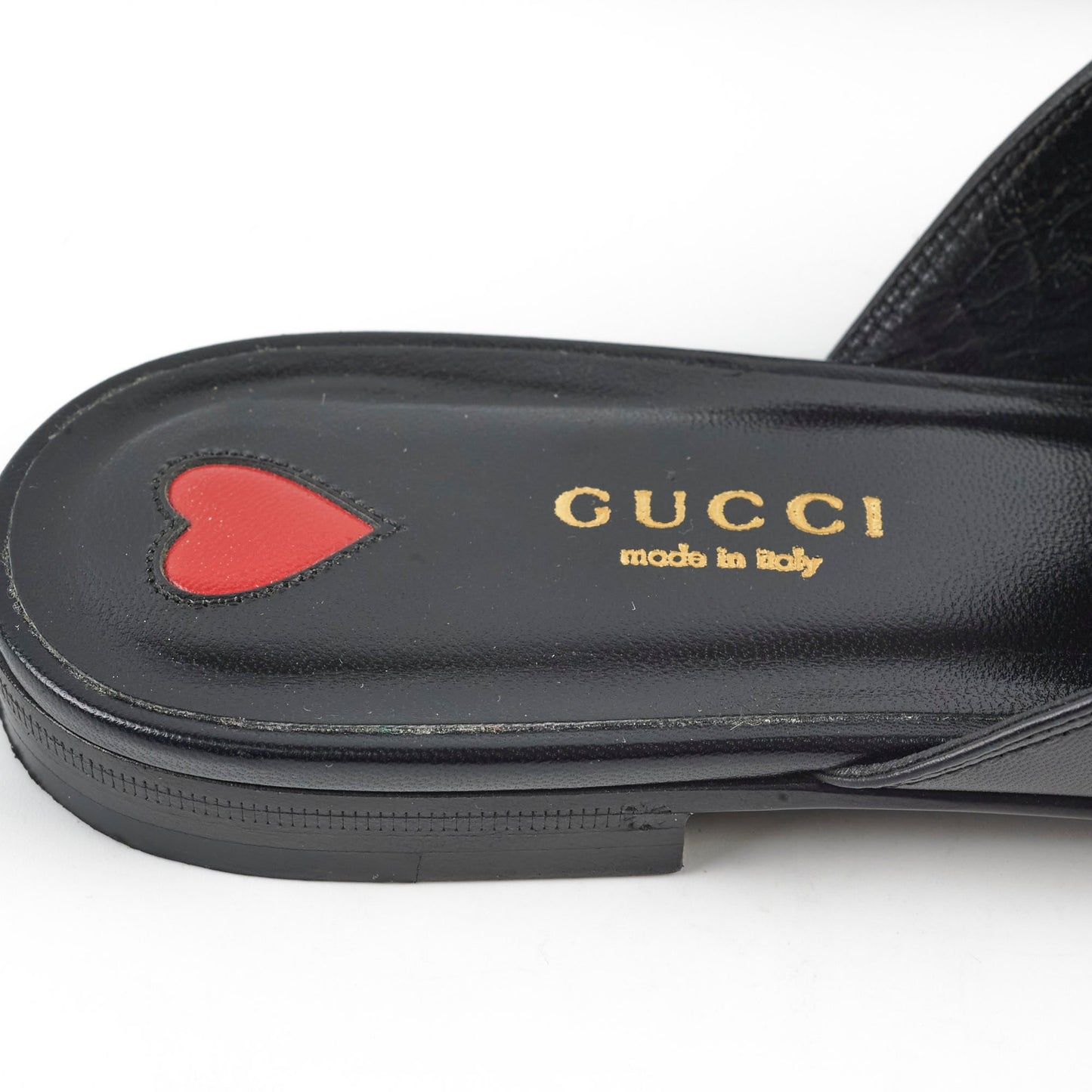 Gucci Black Leather Horsebit Malaga Kid Flat Slides