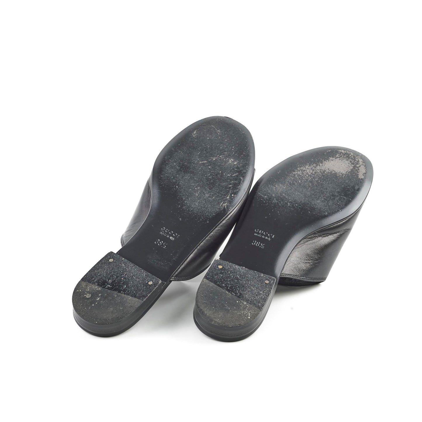 Gucci Black Leather Horsebit Malaga Kid Flat Slides