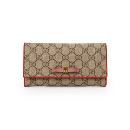 Gucci Bow Long Wallet Monogram Canvas